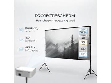 Lunaro Projectiescherm met Statief – Projectiescherm –, Verzenden, Zo goed als nieuw