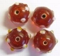 5 x Glaskraal India roze met dots 10 mm (Indiase glaskralen), Ophalen of Verzenden, Nieuw, Kraal