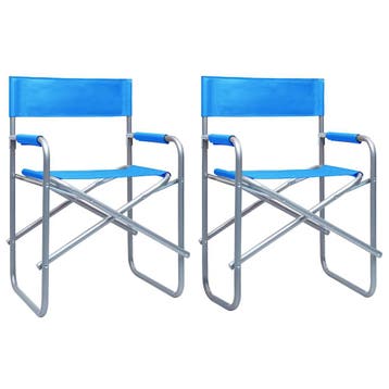 vidaXL Regisseursstoelen 2 st staal blauw, Tuin en Terras, Tuinstoelen, Verzenden, Nieuw, Metaal