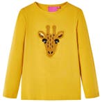 vidaXL Kindershirt met lange mouwen 128 donker okerkleurig, Verzenden, Nieuw