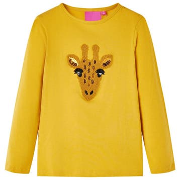 vidaXL Kindershirt met lange mouwen 128 donker okerkleurig, Verzenden, Nieuw