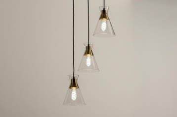 Rietveld Hanglampen - Messing , Brons, Transparant - Glas, M, Verzenden, Nieuw