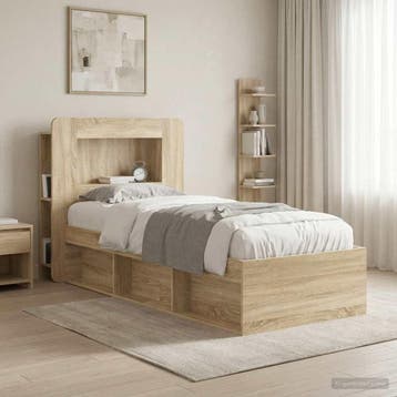 vidaXL Hoofdbordkast met opslag Geconstrueerd hout, Verzenden, Nieuw, Bruin, Hout