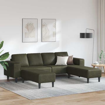 vidaXL Woonkamer Bank 3 st Legergroen, Verzenden, Nieuw, Kunststof, Minder dan 150 cm