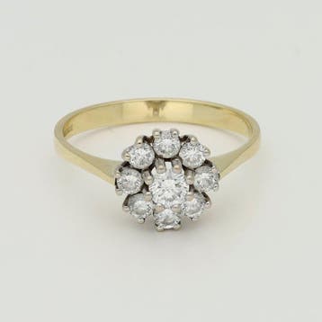 Ring - 14 karaat Geel goud, Witgoud Diamant (Natuurlijk), Sieraden, Tassen en Uiterlijk, Ringen, Nieuw