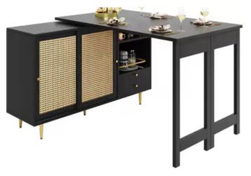 Draaibare Keukentafel met Rotan Deur en Opbergruimte, Verzenden, Nieuw