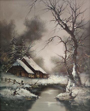 Cornelis Bruinsma (1942) - Winterrust aan de Bosbeek, Antiek en Kunst