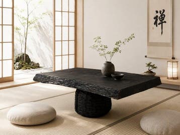 Bijzettafel - Salontafel - Shou Sugi Ban - Gemaakt in Italië