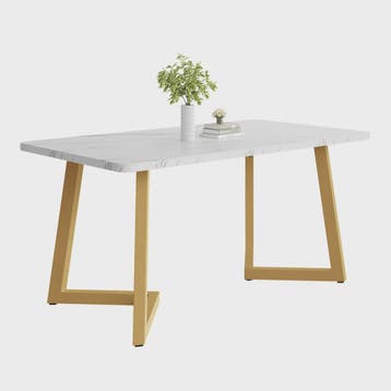 Eetkamertafel 117x68cm Rechthoekig met Goudkleurig Metalen F, Verzenden, Nieuw