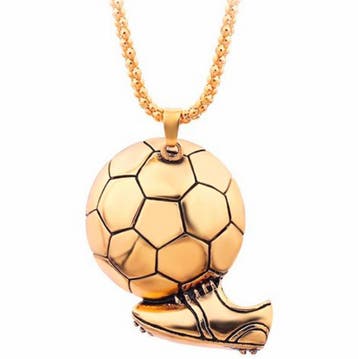 Mannen ketting met voetschoen met (halve)bal bedel goud, Ophalen of Verzenden, Nieuw, Overige typen
