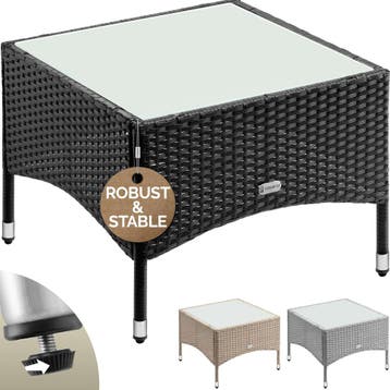 Polyrotan Bijzettafel Zwart 58x58x42cm (Meubelen, Interieur), Verzenden