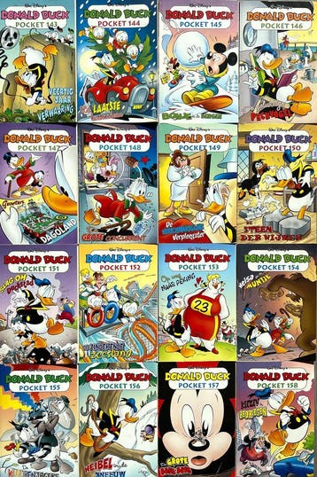 Gratis verzending! Compleet Donald Duck Pockets 143 t/m 158, Verzenden, Complete serie of reeks, Zo goed als nieuw, Donald Duck