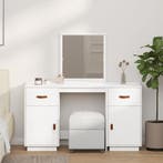 vidaXL Kaptafelset met spiegel massief grenenhout wit, Verzenden, Nieuw