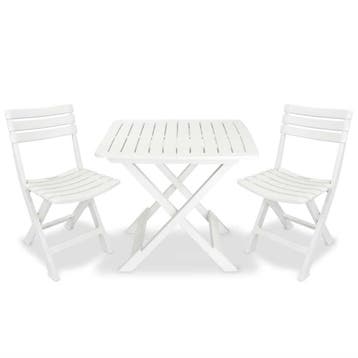 vidaXL 3-delige Bistroset inklapbaar kunststof wit, Tuin en Terras, Verzenden, Nieuw, Textileen, 3 zitplaatsen