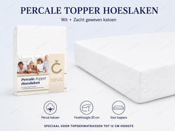 CEVILIT Perkal Hoeslaken speciaal voor topper - Ecru ,, Eenpersoons, Verzenden, Wit, Overige typen