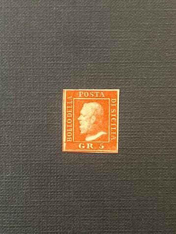 Italiaanse oude staten - Sicilië 1859 - 5 vermiljoen korrels, Gestempeld
