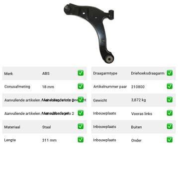 Draagarm Dodge Neon 2.0 16V () Van 1999-08 tot  - AutopartsO, Auto-onderdelen, Verzenden, Nieuw, Dodge