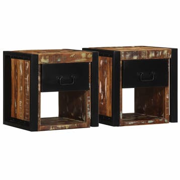 vidaXL Nachtkastjes 2st 40x35x40cm massief gerecycled hout, Minder dan 45 cm, Verzenden, Nieuw, Minder dan 55 cm