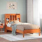 vidaXL Bed met boekenkast zonder matras grenenhout wasbruin, Huis en Inrichting, Slaapkamer | Bedden, Eenpersoons, Bruin, Verzenden