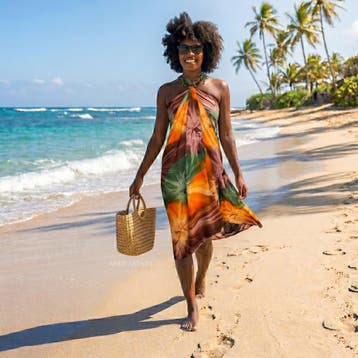 Sarong / pareo - Strandkleding wikkelrok - Tie dye Oranje, Ophalen of Verzenden, Nieuw