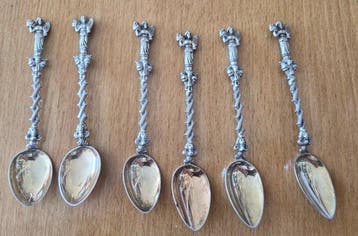 Theelepel (6) - .830 zilver - 6 zilveren (830) theelepels, Antiek en Kunst, Antiek | Goud en Zilver