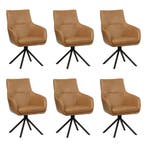 Set van 6 Leren draaibare eetkamerstoelen Fancy - Granada, Huis en Inrichting, Stoelen, Ophalen of Verzenden, Nieuw, Leer