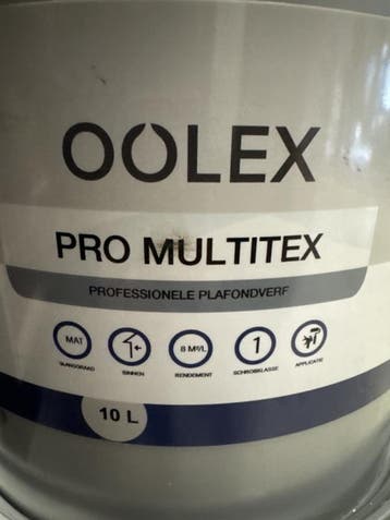 OOLEX PRO MULTITEX - wit - 10 liter PROFESSIONELE PLAFOND..., Ophalen of Verzenden, Nieuw, Wit, Verf