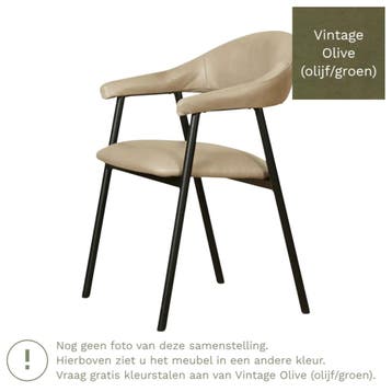 Leren eetkamerstoel met armleuning Line - Vintage Olive, Huis en Inrichting, Ophalen of Verzenden, Nieuw, Overige kleuren, Leer