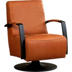 Bruine leren draaifauteuil, Huis en Inrichting, Fauteuils, Ophalen of Verzenden, Nieuw, Leer