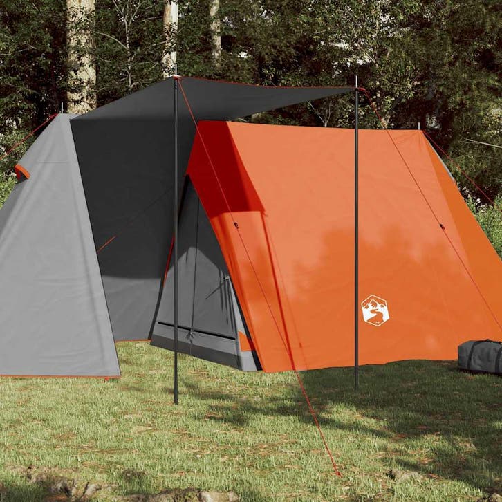 vidaXL Tent 3-persoons waterdicht grijs en oranje, Caravans en Kamperen, Tenten, Nieuw, tot en met 2, Verzenden