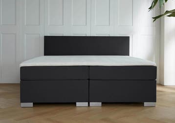 ACTIE! Boxspring Andorra 160 200 Zwart, Verzenden, Zwart, 200 cm, Modern