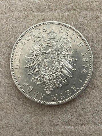Duitsland, keizerrijk Ludwig II der Deutsche. 5 Mark