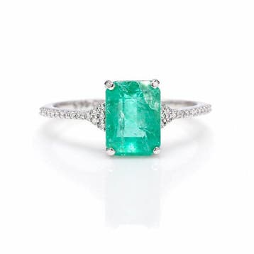Zonder minimumprijs - Ring Platina - 2.26ct. tw. Smaragd -, Nieuw
