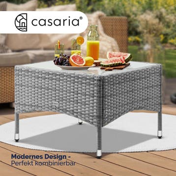 Polyrotan Bijzettafel Grijs 58x58x42cm (Tafels, Interieur), Verzenden, Nieuw