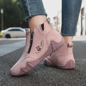Dames Enkellaarsjes met Rits - Comfortabele Casual Leren Sne, Verzenden, Nieuw