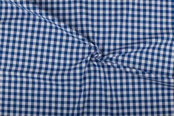 Brabants bont stof cobaltblauw wit geruit - 10mm geruit, Blauw, 120 cm of meer, Ophalen of Verzenden, Katoen
