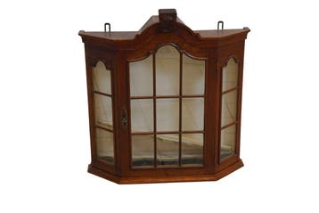 Antieke eiken hangvitrine – wandkastje met glasdeur, geslepe, Ophalen of Verzenden, Nieuw