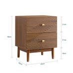 2dekans | sobuy vintage nachtkastje 2-lades - bruin - 45 ×, Ophalen of Verzenden, Zo goed als nieuw