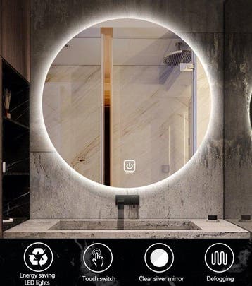 Ronde spiegel met LED verlichting incl. spiegelverwarming, Huis en Inrichting, Verzenden, Nieuw