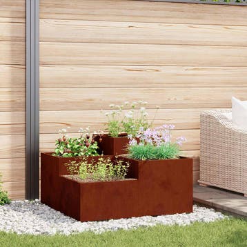 vidaXL Plantenbak Roestig 80 x 80 x 48 cm weervast staal, Verzenden, Nieuw, Metaal, 60 tot 100 cm