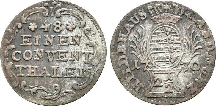 1/48 taler, daalder 1770 Sachsen Hildburghausen: Ernst Fr..., Postzegels en Munten, Munten | Europa | Niet-Euromunten, Verzenden