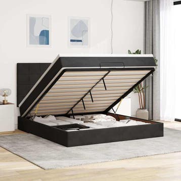 vidaXL Ottoman bed met matrassen 180x200cm fluweel zwart, Eenpersoons, Verzenden, Zwart, Nieuw