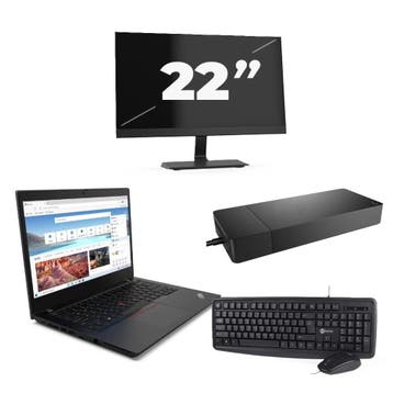 Lenovo ThinkPad L14 Gen 2 -   i5-11e 8GB  - 256GB  + 1x 22 i, Qwerty, Verzenden, 8 GB, Refurbished