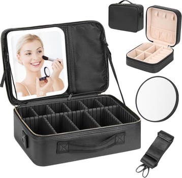Beautycase xl met led-spiegel | retourdeal 46% korting, Sieraden, Tassen en Uiterlijk, Beautycases, Softcase, Zwart, Nieuw, Ophalen of Verzenden