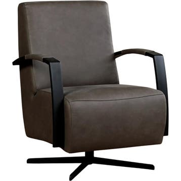 Leren draaifauteuil Mood - Rancho Steel (grijs) - Stervoet, Nieuw, Ophalen of Verzenden, 50 tot 75 cm, Industrieel, Modern