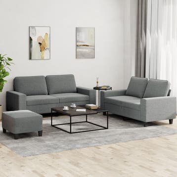 vidaXL 3-delige Loungeset stof donkergrijs, Huis en Inrichting, Banken | Bankstellen, Verzenden, Nieuw, Vierpersoons of meer, Stof