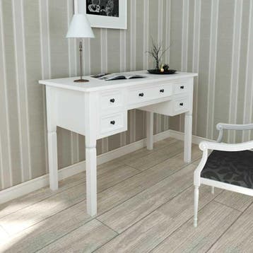 vidaXL Schrijftafel met 5 lades wit, Huis en Inrichting, Bureaus, Verzenden, Nieuw
