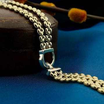 Bicolor gouden Bismarck schakelcollier met vaste hanger, Ophalen of Verzenden, Gebruikt, Goud, Goud