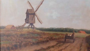 Emile Nelis (1853-?) - Molengezicht met paard en wagen