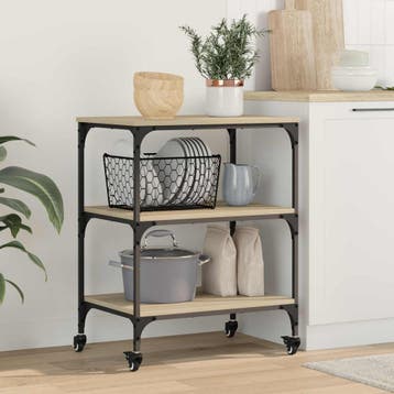 vidaXL Keuken Trolley Sonoma Eiken 60 x 41 x 76 cm Bewerkt, Verzenden, Nieuw